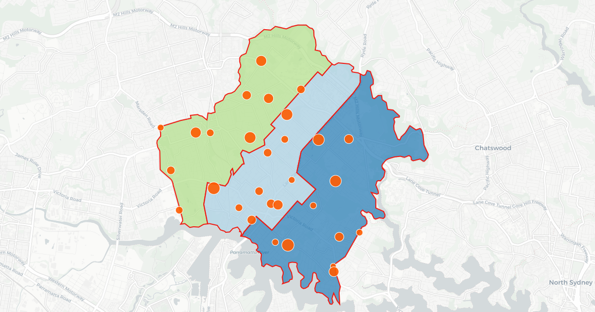 Ryde Council 2017 Booth dot map