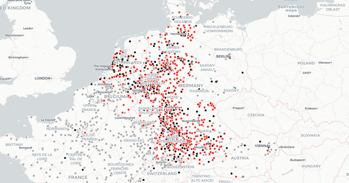 Karte von Moscheen in Europa