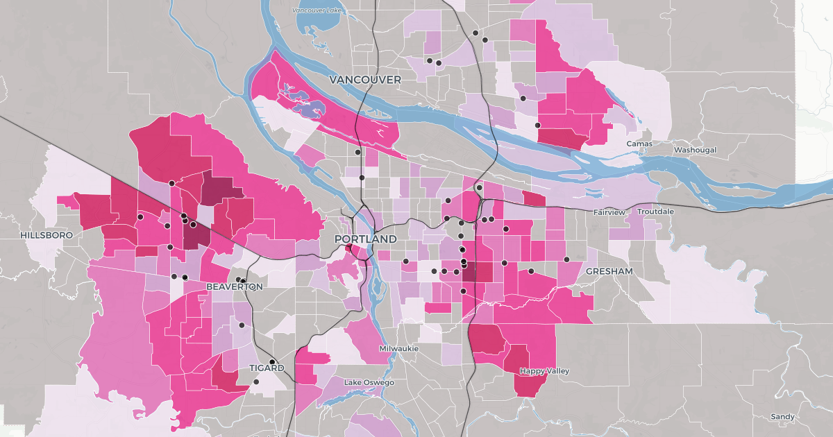 Portland area Asian population 20122016